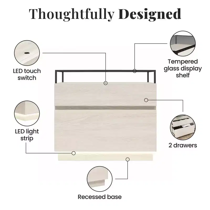 RealRooms Devon Nightstand with Drawers