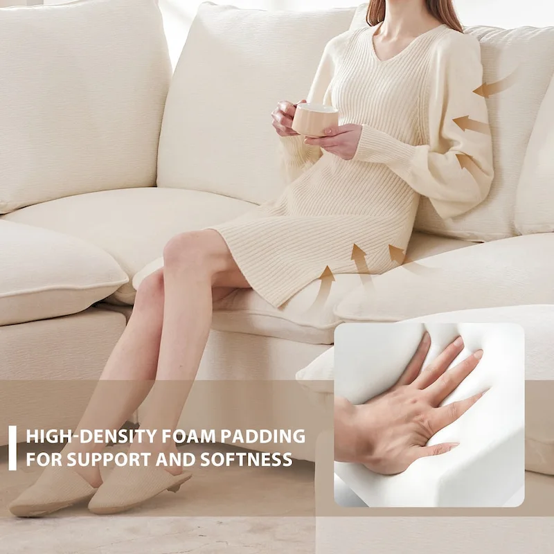 Modern 6-Seat Free Combination U-Shaped Modular Sofa, Sectional Couch Set with 2 Pillows