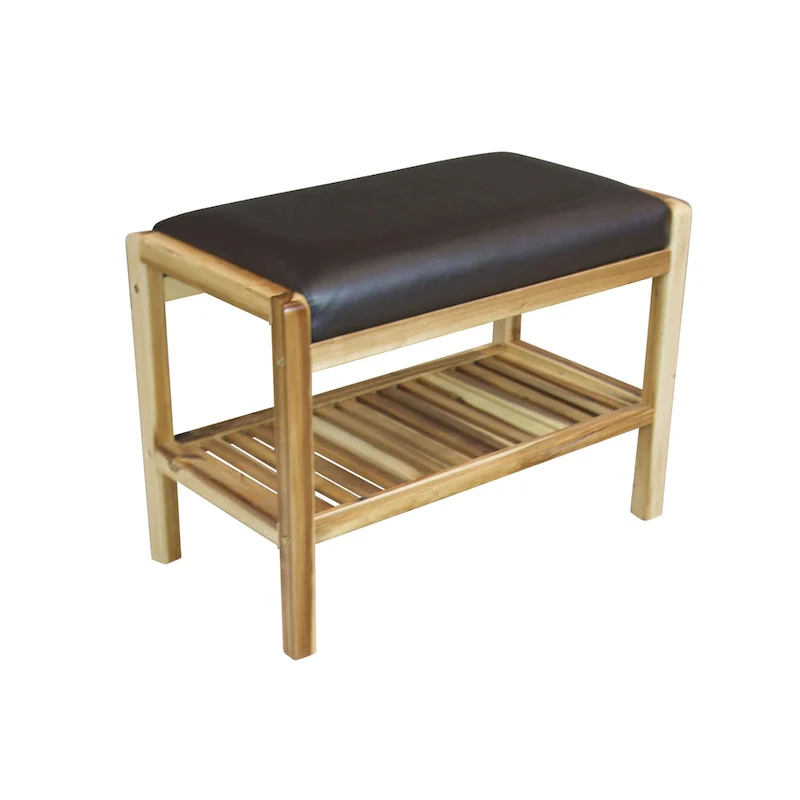 Solid Acacia Wood Padded Bench