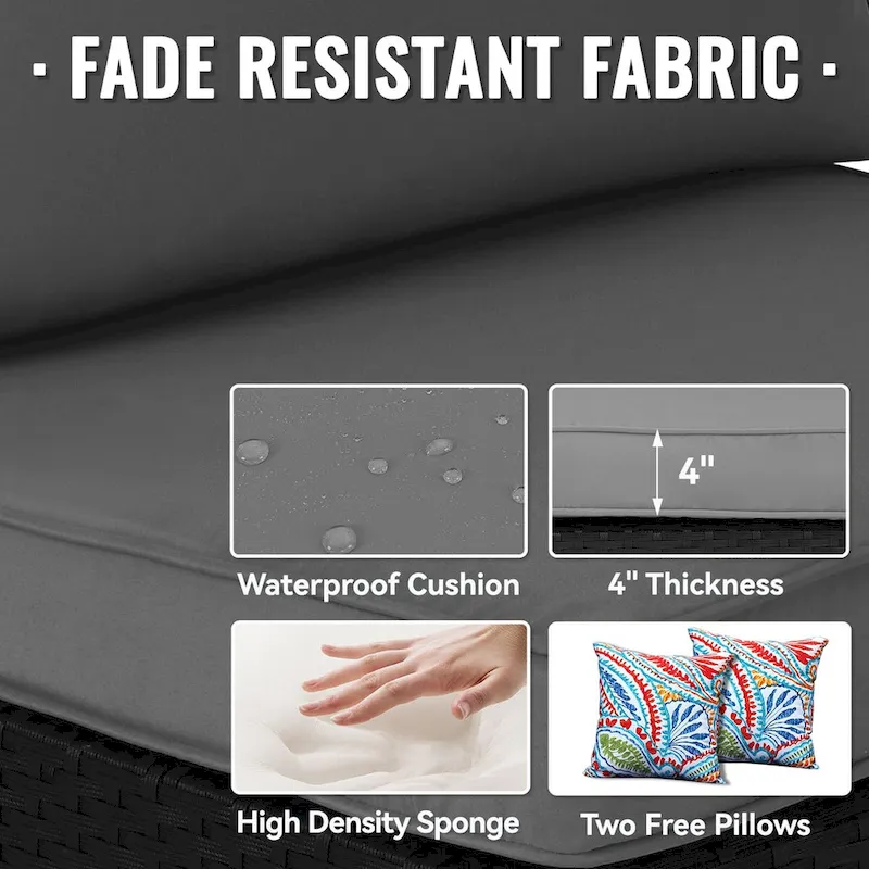 7-Piece Wicker Patio Conversation Set with Cushions and Glass Table