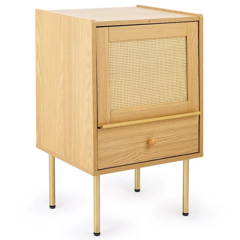 CO-Z Boho Rattan Nightstand End Table with Storage