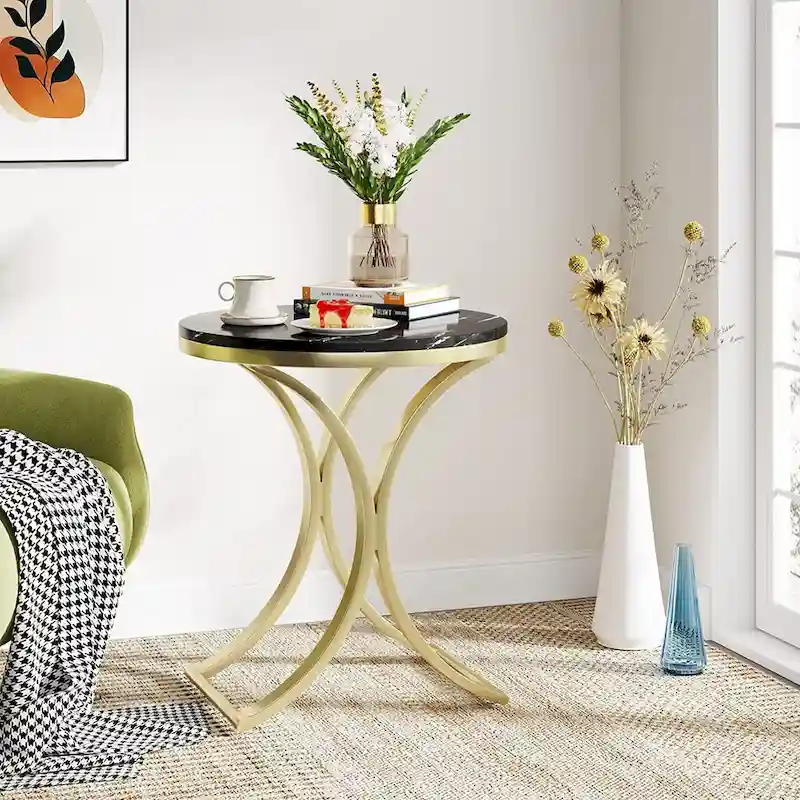 Side Table Small C End Table Modern Round Coffee Table