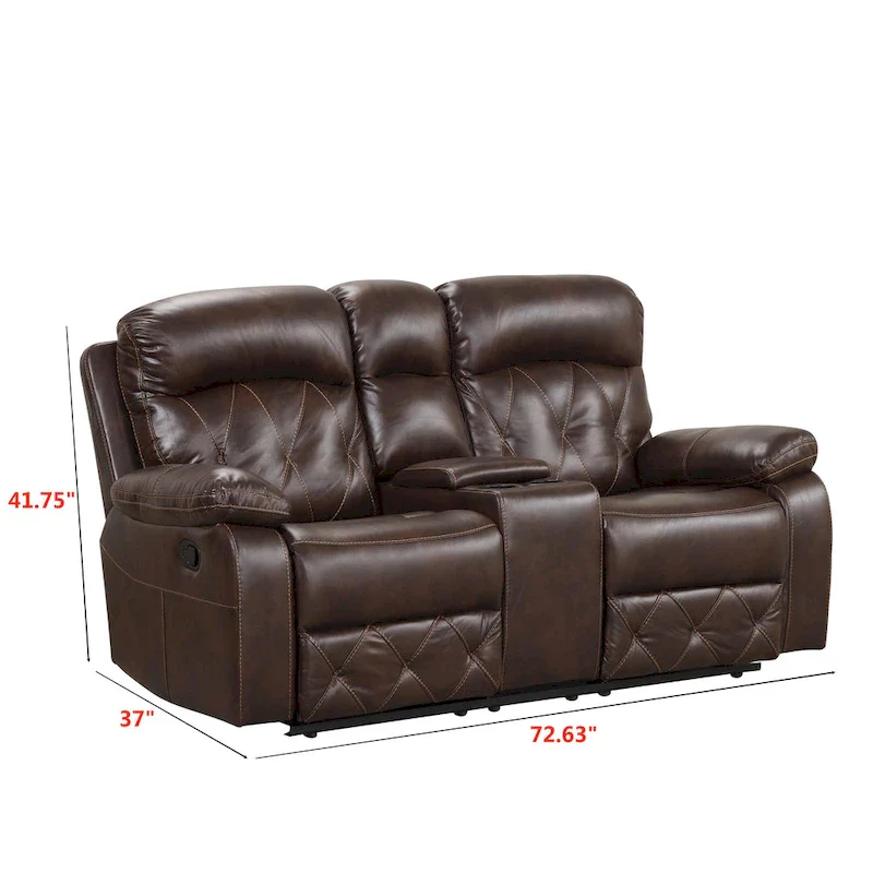 Owen 3-Piece Brown Breathable Leather Manual Reclining Sofa Set