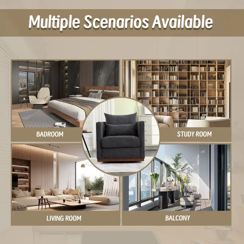 GDFStudio - Harper Chenille Swivel Barrel Chair with Sturdy Metal Base and Ergonomic Design