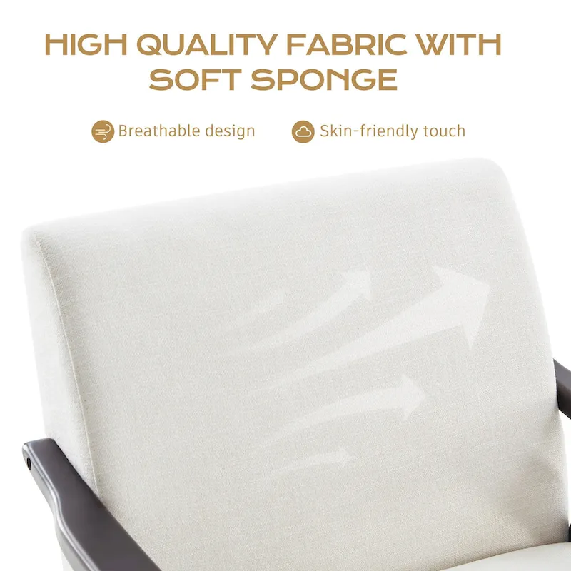 Mid Century 27.7 Upholstered Arm Chair with Solid Wood Frame and Ottoman