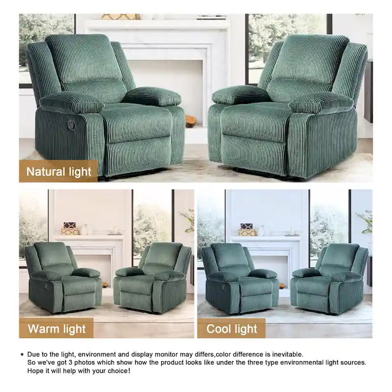 2Set Modern Lounger Upholstered Push Back Manual Recliner Chair
