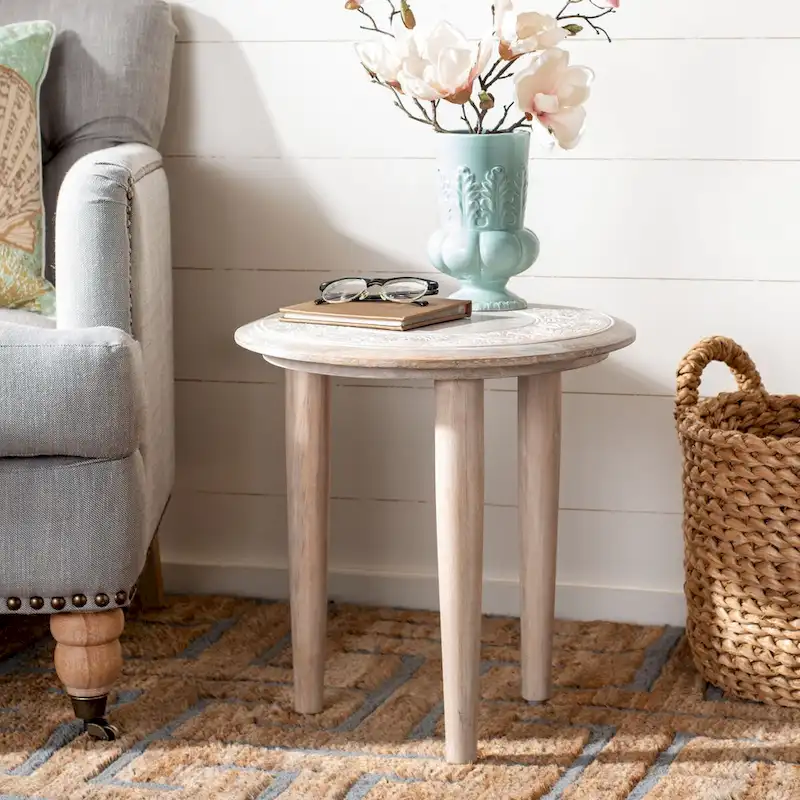 SAFAVIEH Adolfa Carved Side Table - 17  x 17  x 18  - 17Wx17Dx18H