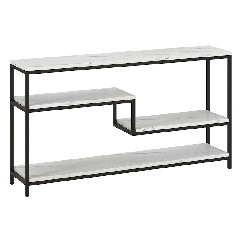 Mathis 55 Wide Rectangular Console Table with Faux Marble Top