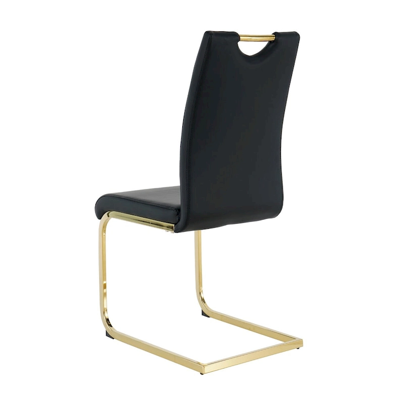 Set of 4 Modern Faux Leather Padded Seat Dining Chairs with gold Metal Legs