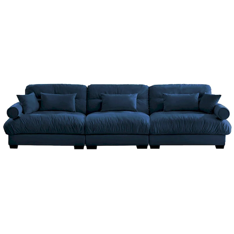 Modular Sectional Sofa - Velvet, 5-Seat, Cloud Cushion, Bolster Armrests, 130W, Configurable