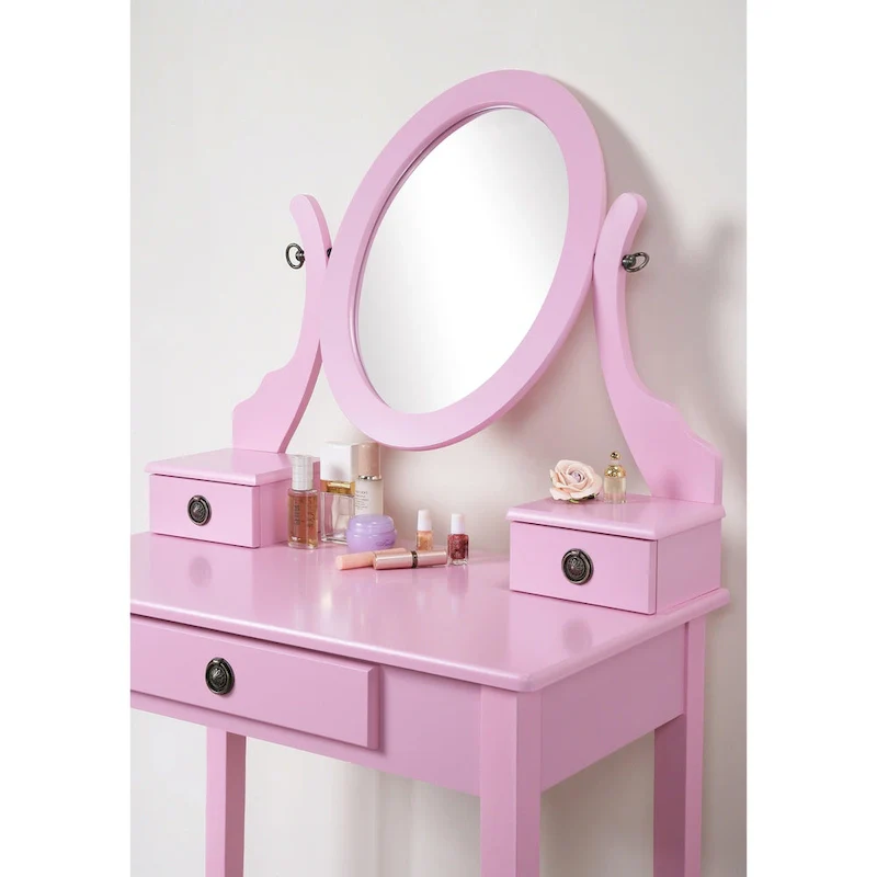 Moniys Wood Moniya Makeup Vanity Table and Stool Set