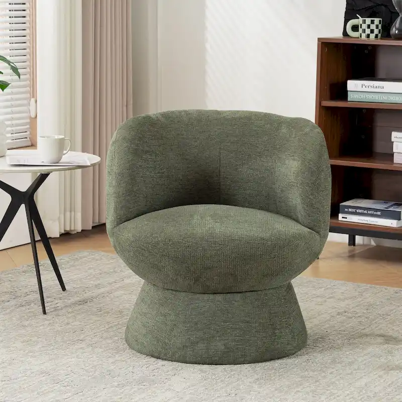 Set of1 Boucle Upholstered Modern Style Swivel Accent Chair