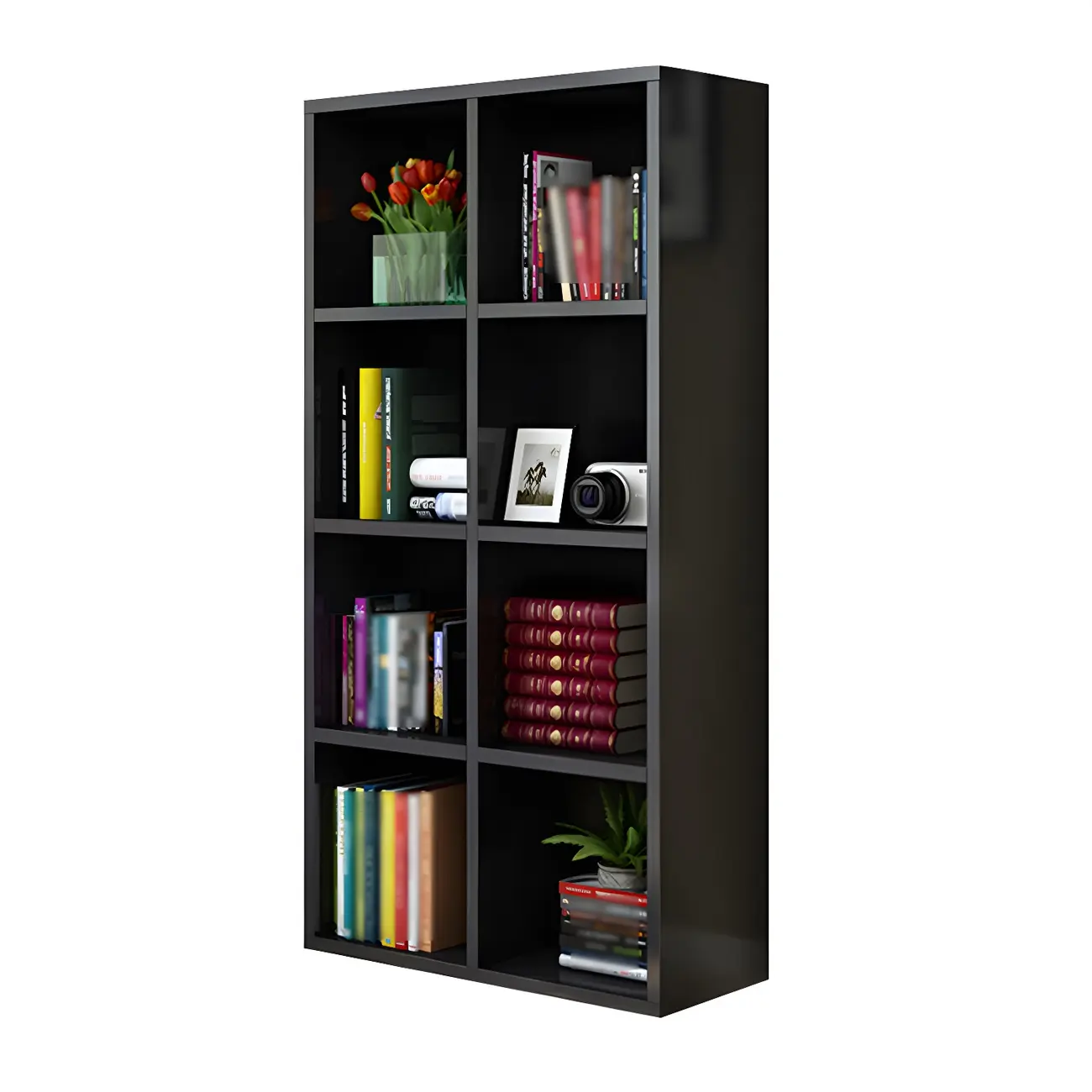 Scandinavian 3-Tier Black Cube Wood Bookcase
