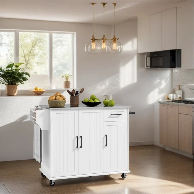 Kitchen Island with Storage,Rolling Kitchen Island on Wheels w/Drawer