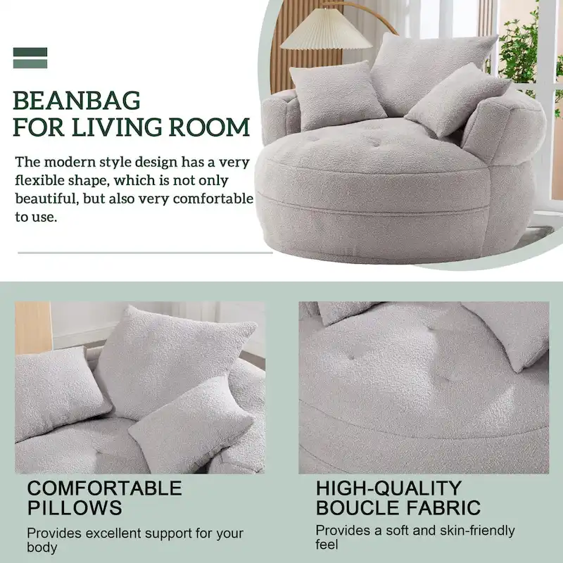 Circular wide living room fabric sofa, balcony homestay lazy sofa chair