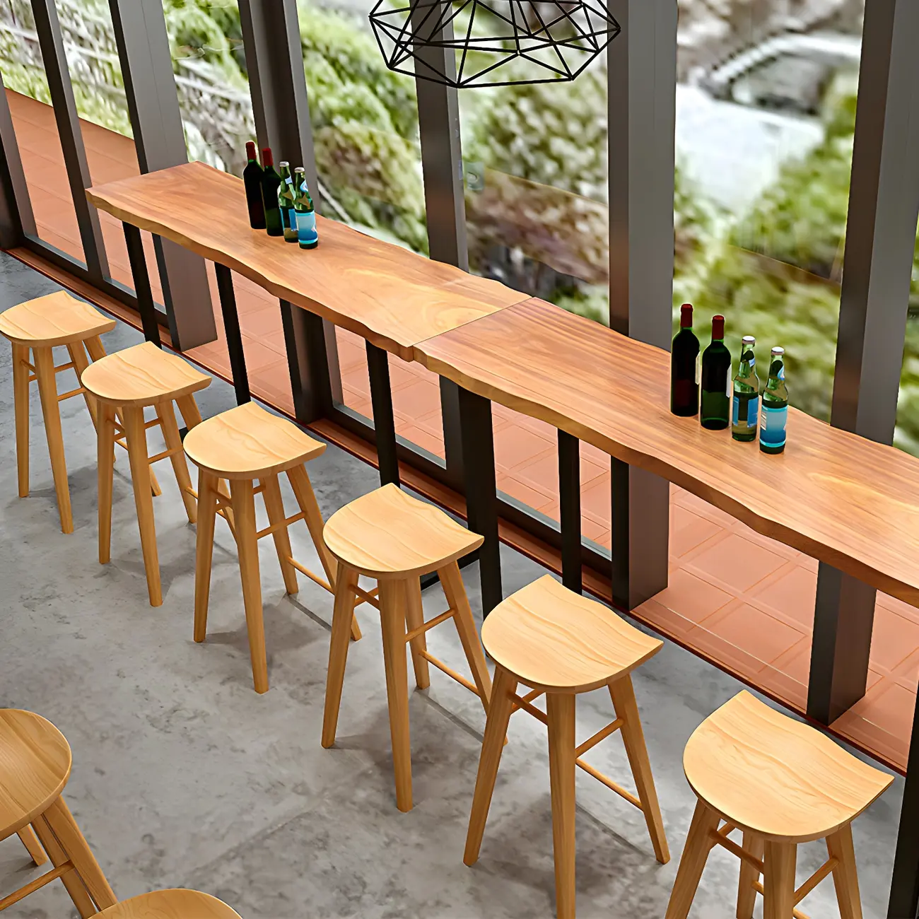 Counter Height Modern Wood Backless Bar Stool