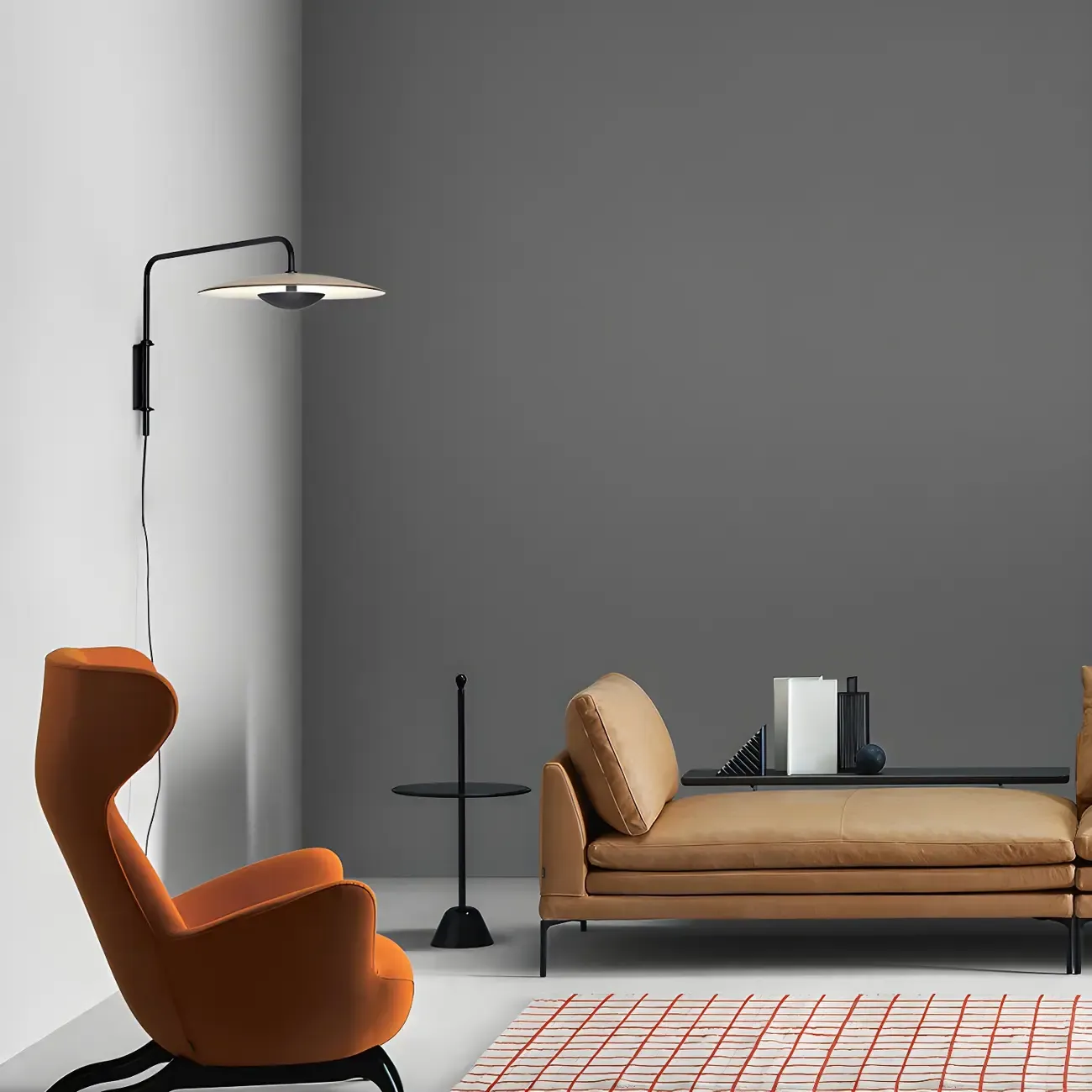 Modern Black Metal Adjustable Swing Arm Wall Light