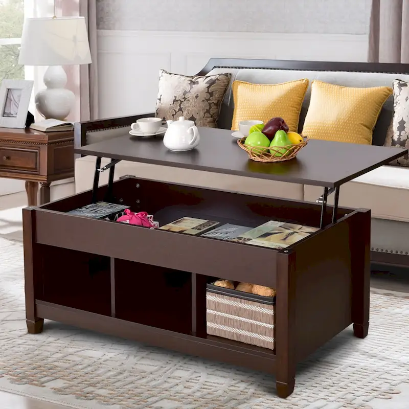 Lift-top Coffee Table with Hidden Compartment