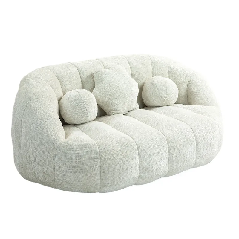 White 63.78  Chenille Upholstered Lounge Chair with High Density Foam