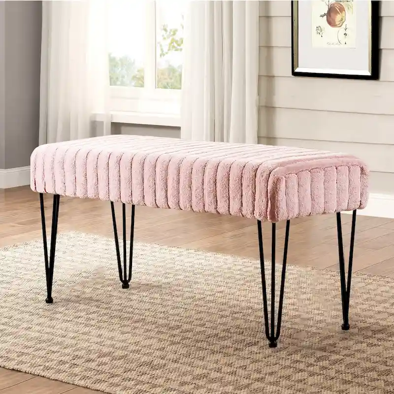 Serenta SuperMink Fauxfur Ottoman Bench