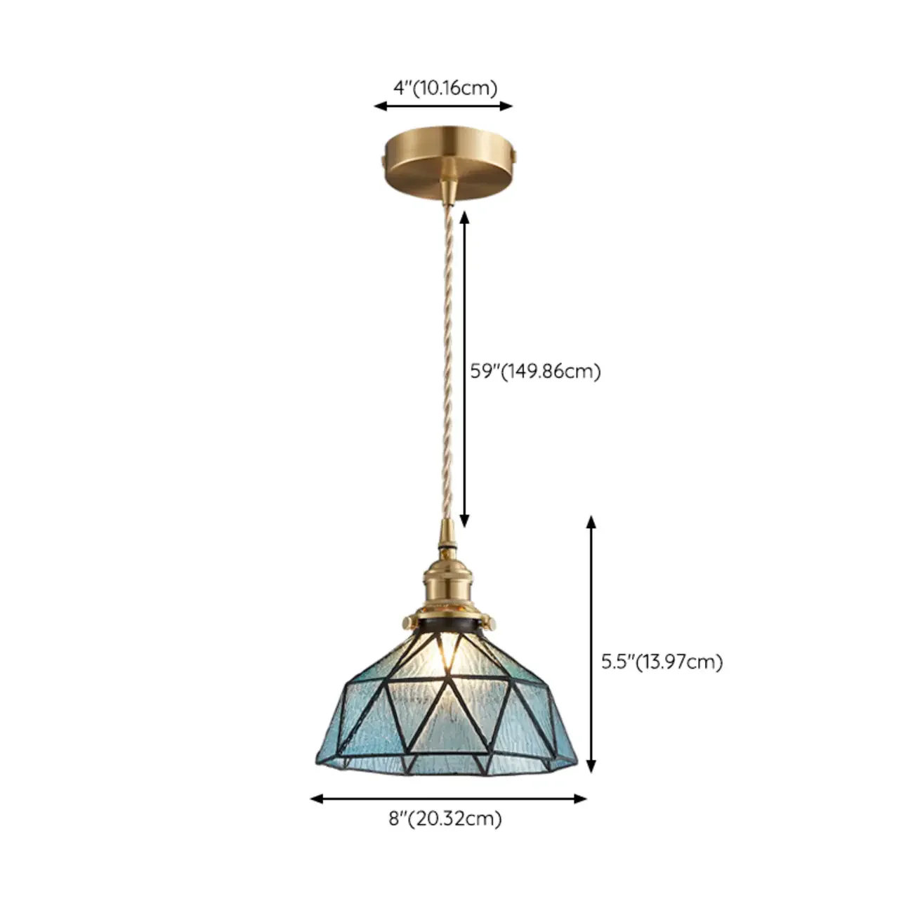 Modern Height Adjustable Blue Glass Kitchen Pendant Lighting