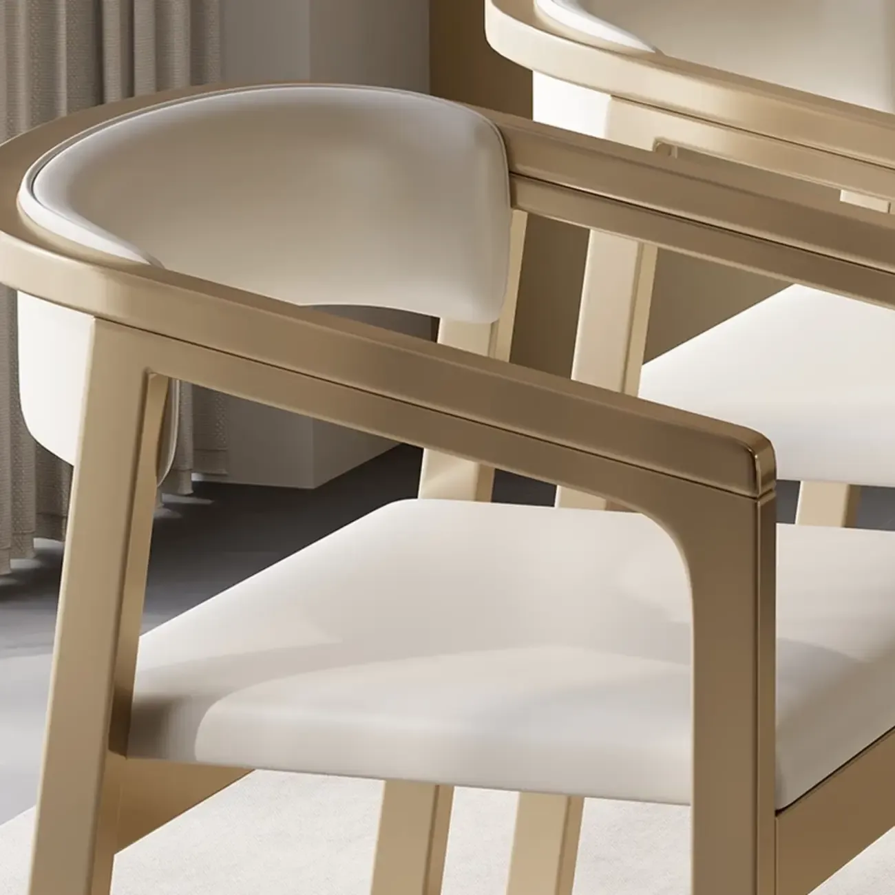 Modern Upholstered Metal Dining Arm Chair