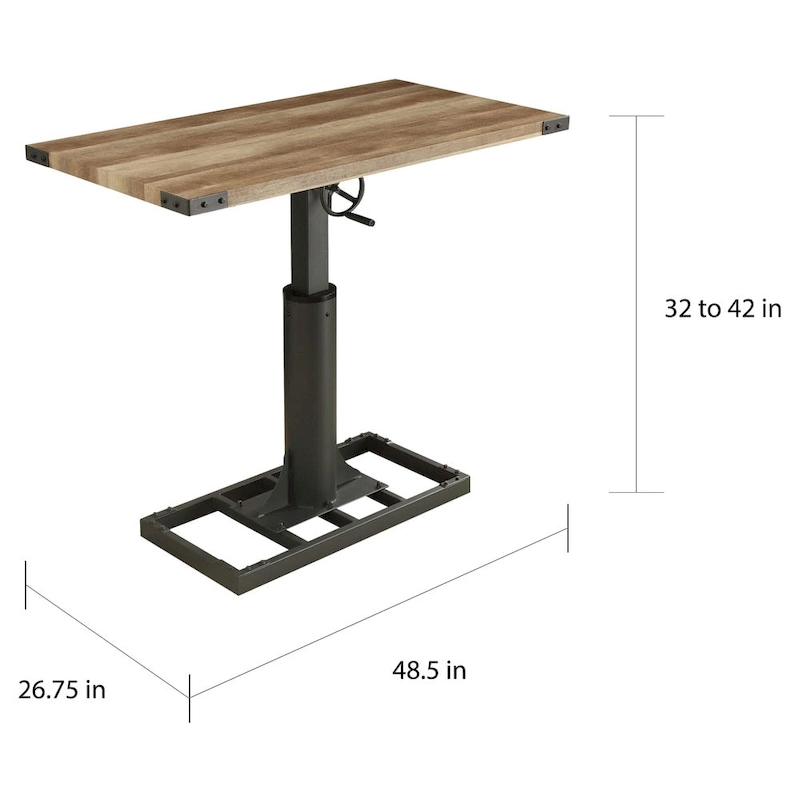 Furniture of America Kic Industrial Black 49-in Adjustable Standing Desk