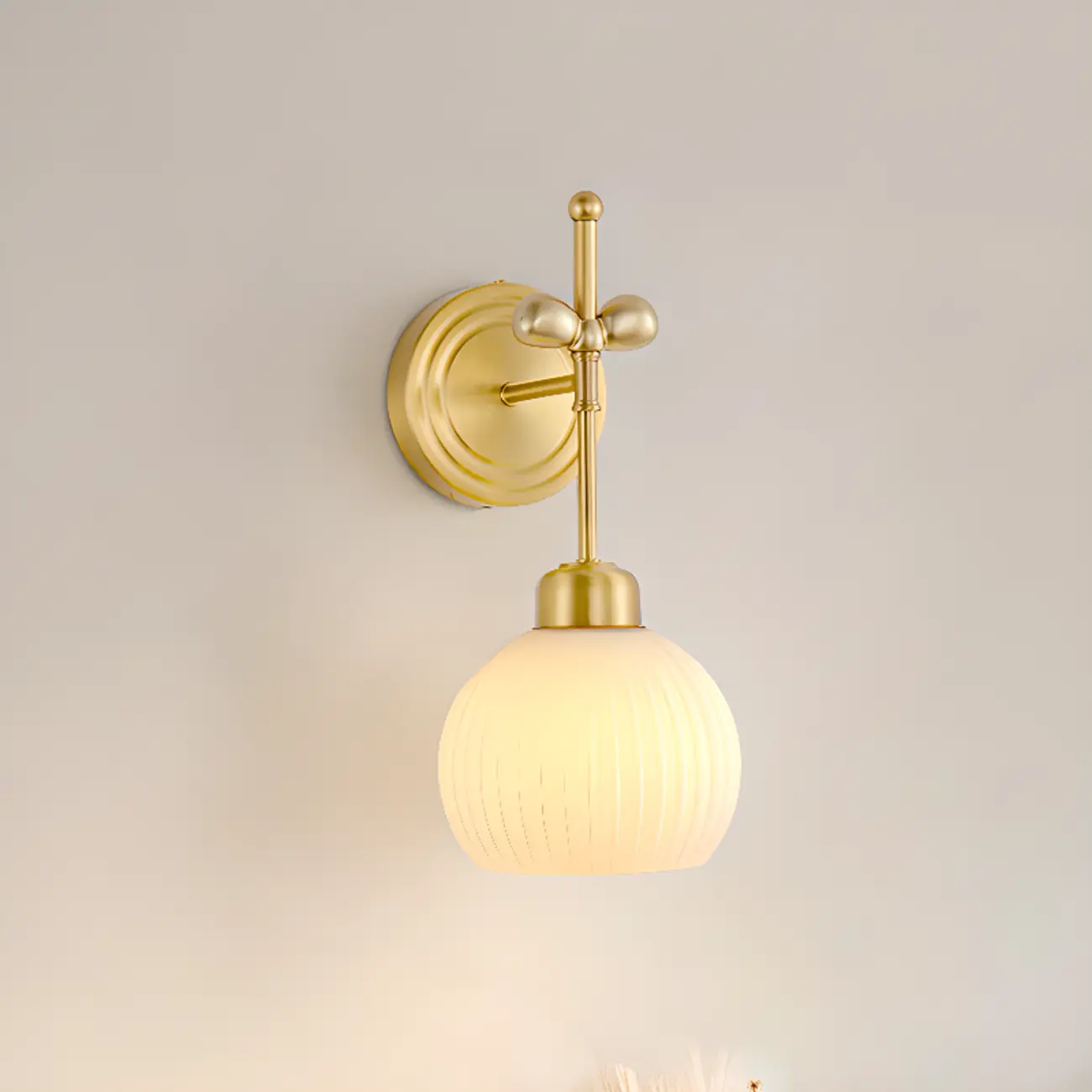 Modern White Bowl Glass Single Golden Wall Lamp