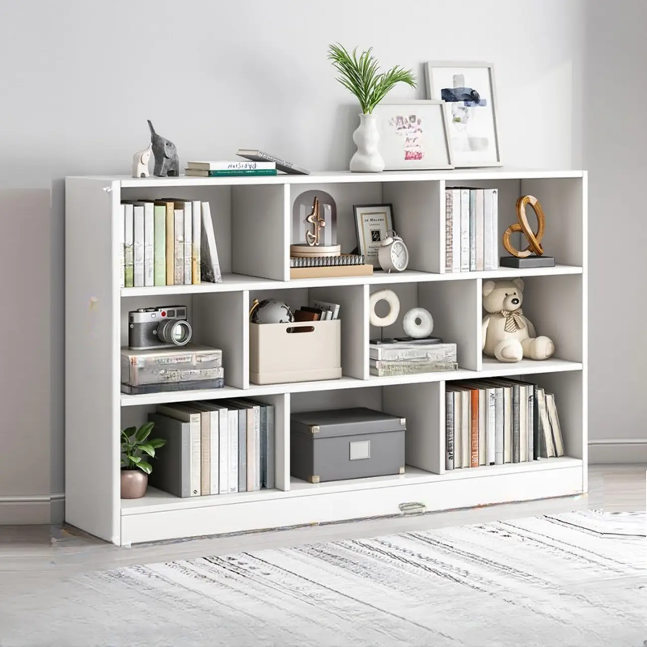 Simple Natural Finish Modular Vertical Wood Bookcase