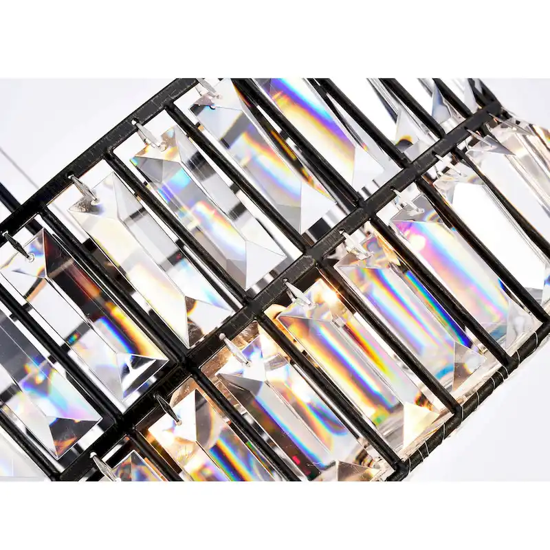 Justina 3-Light Antique Black Crystal Glass Prism Pendant Chandelier