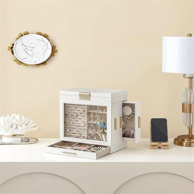 Jewelry Box with Glass Window - 6.1D x 10.3W x 12.6H