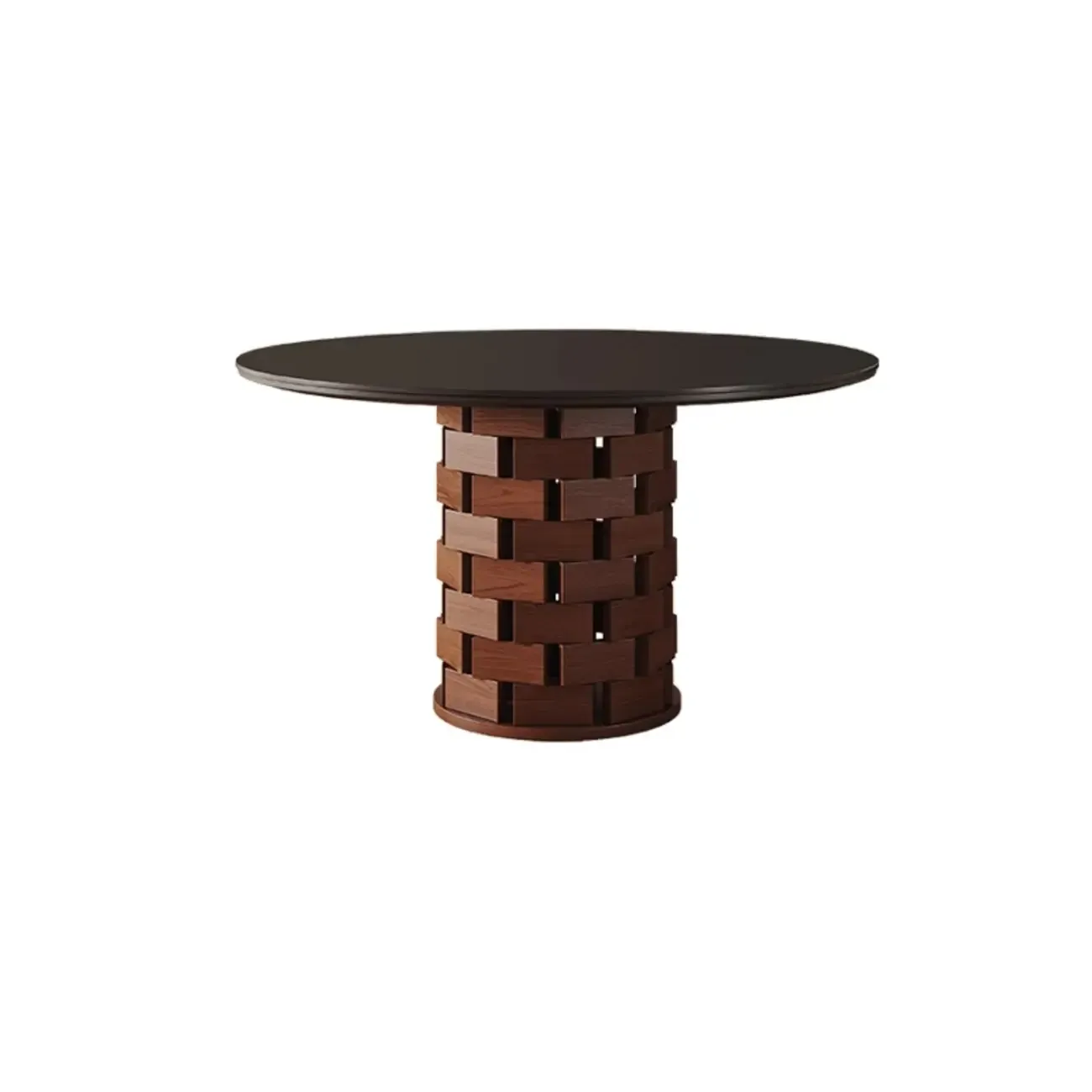 Modern Round Pedestal Dining Table with Slate Top