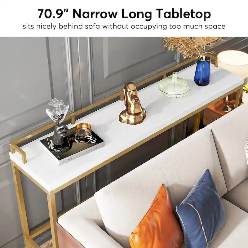 70.9 Extra Long Sofa Console Table, Behind The Couch Table Narrow Entryway Table