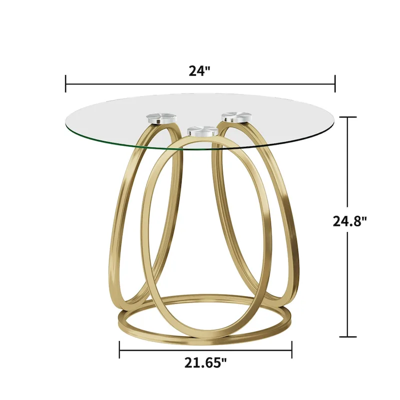 Glass Side Table with Metal Frame