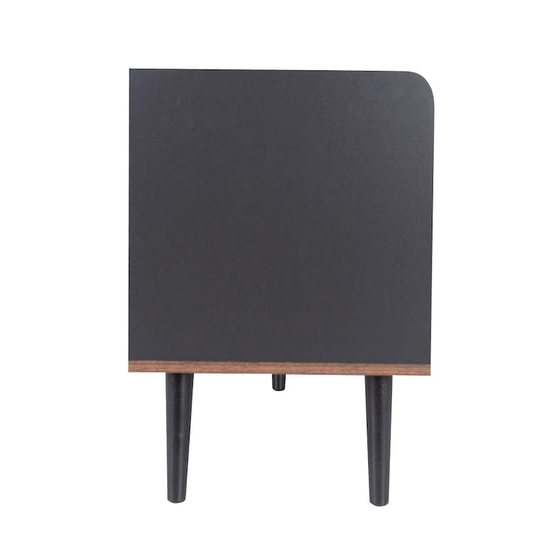 63 Inch Mid Century Modern TV Cabinet Dark Brown Black