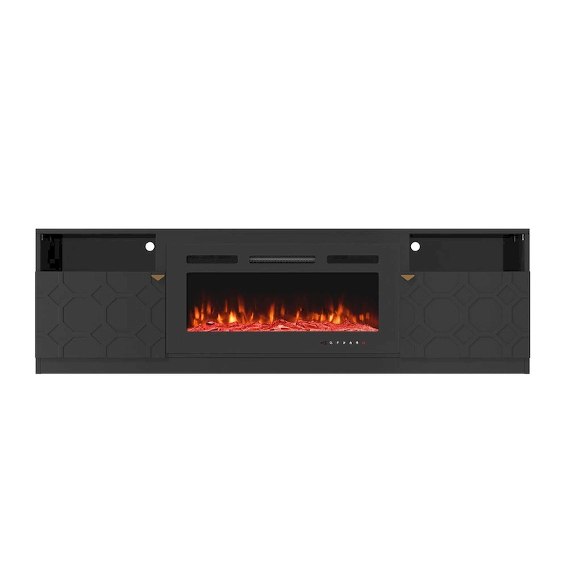 Clihome 36 Electric Fireplace High Gloss 70 TV Stand