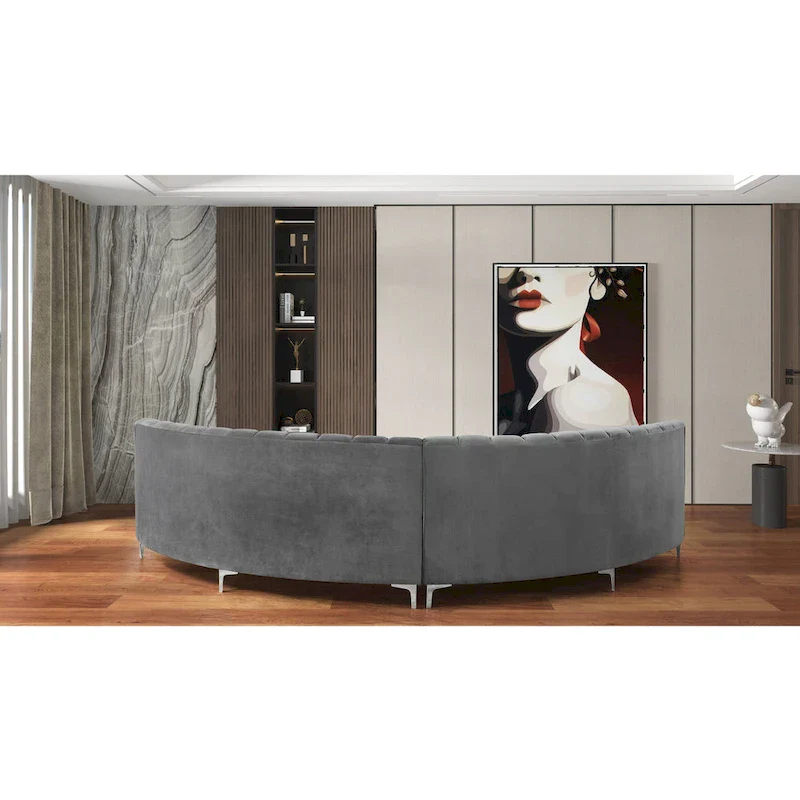 142Velvet Fabric Curve Sectional Sofa - 142