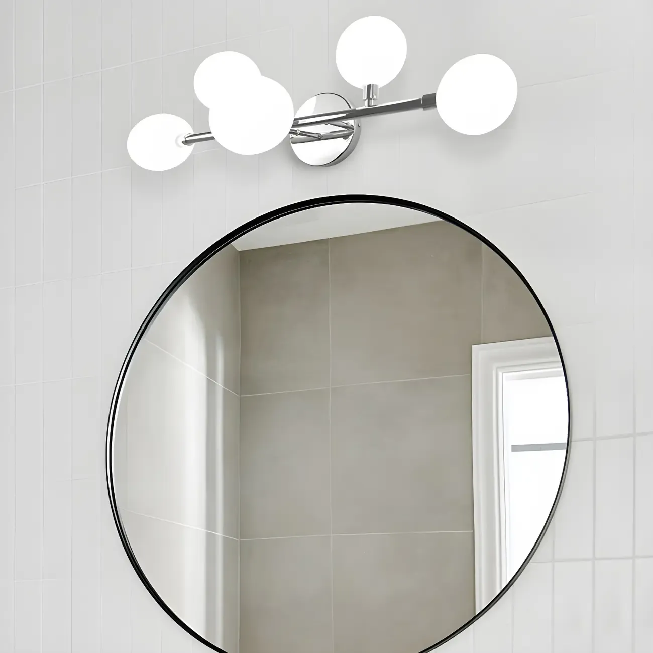 5-Light White Modern Resin Globe Bathroom Vanity Light