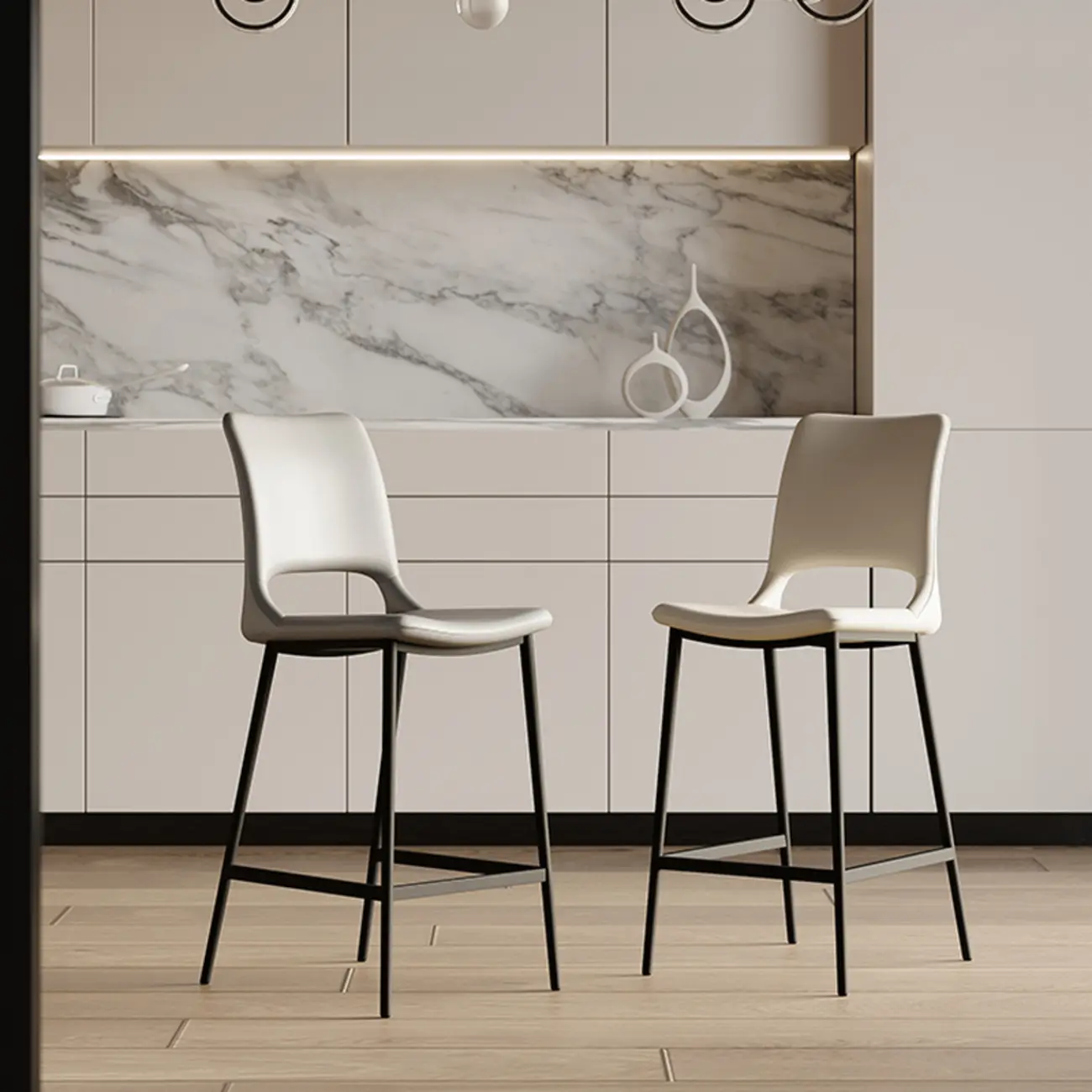 Saddle Faux Leather Counter Bar Stool High Back