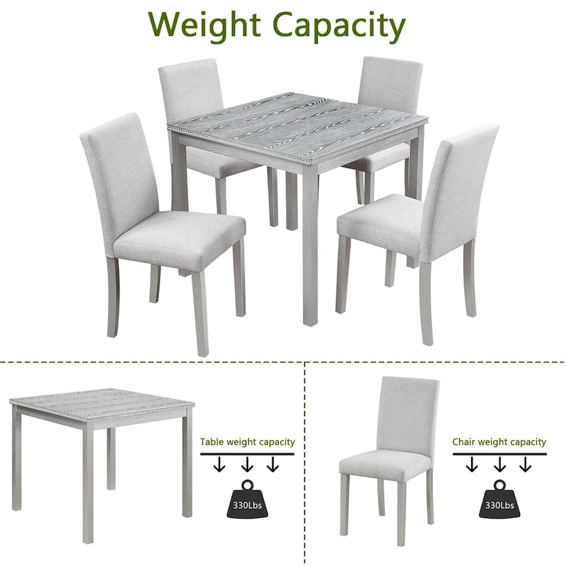 5 Piece Wooden Dining Table Set