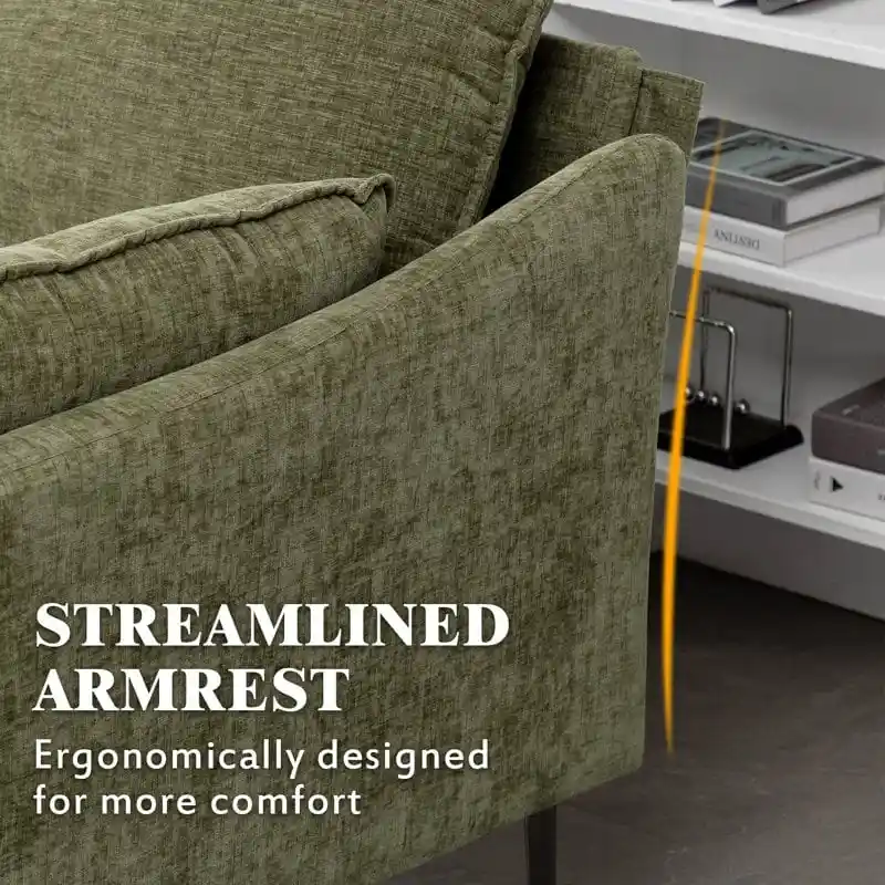 EROMMY U Shaped 6-seat Sectional Sofa Couch, Reversible Sleeper in Modern Chenille Design, with Chaise Lounge and Ottoman