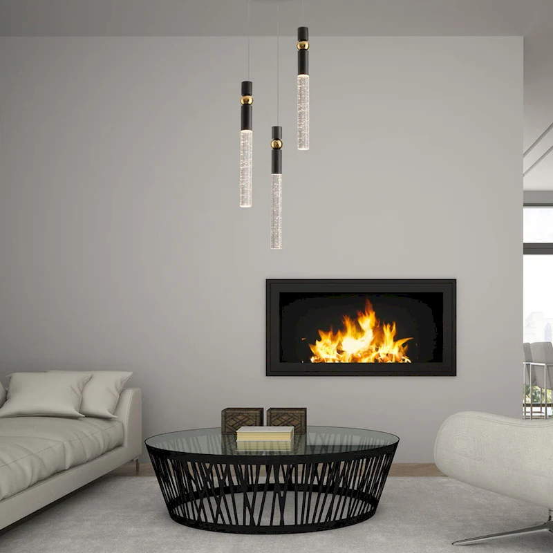 3-Light LED Crystal Pendant Light, Dimmable Ceiling Hanging Light Fixture