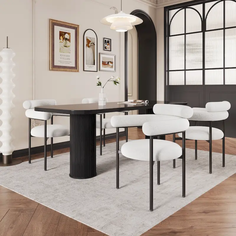 Modern Fabric Dining Chairs with Metal Legs - Set of 2/4, Upholstered Arm Chairs, 265 lbs Capacity