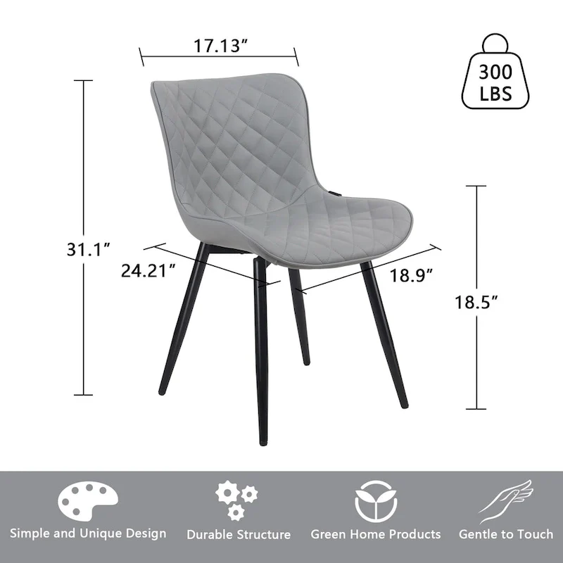 Dining Chairs Set of 2 Modern Leather Upholstered Dining Room Chair