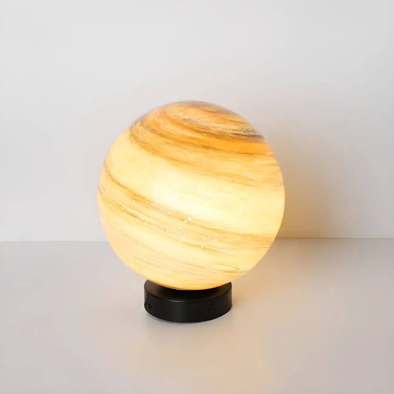 Yellow and Blue Glass Planet-Theme Globe Shade Post Cap Light