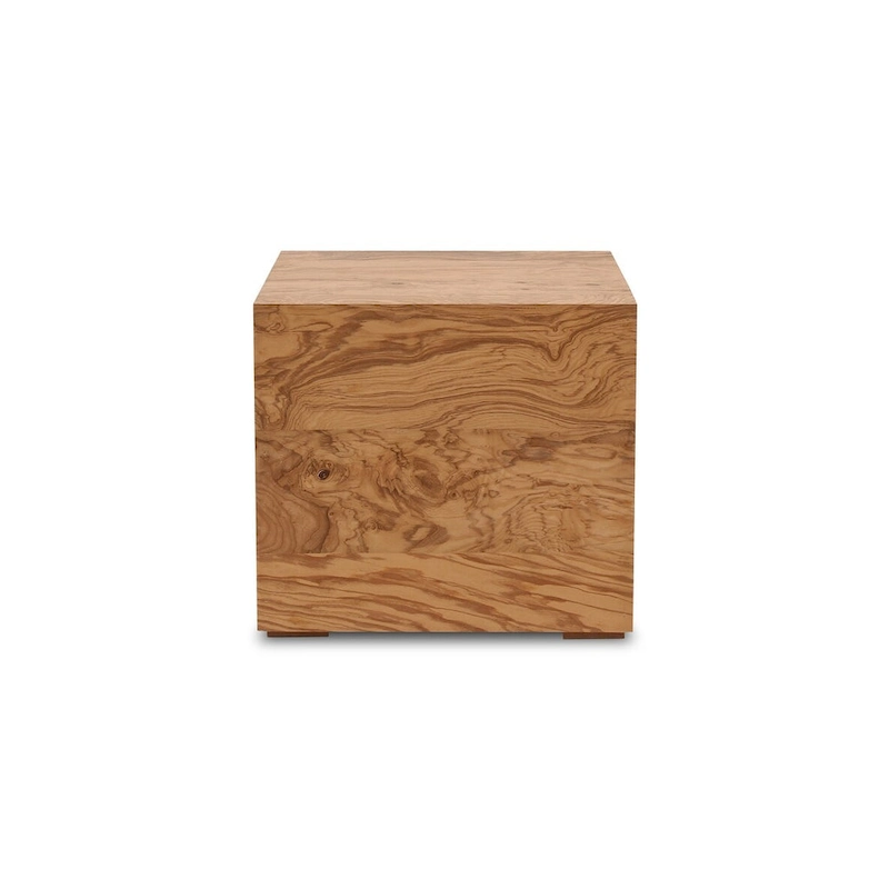 Macari Modern Natural Burl Wood Side Table - 18W x 18D x 16H