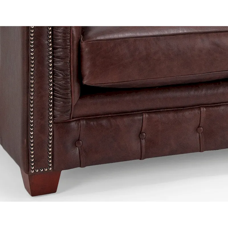 Hancock Tufted Top Grain Italian Leather Chesterfield Sofa - 31  H x 86  W x 40  D