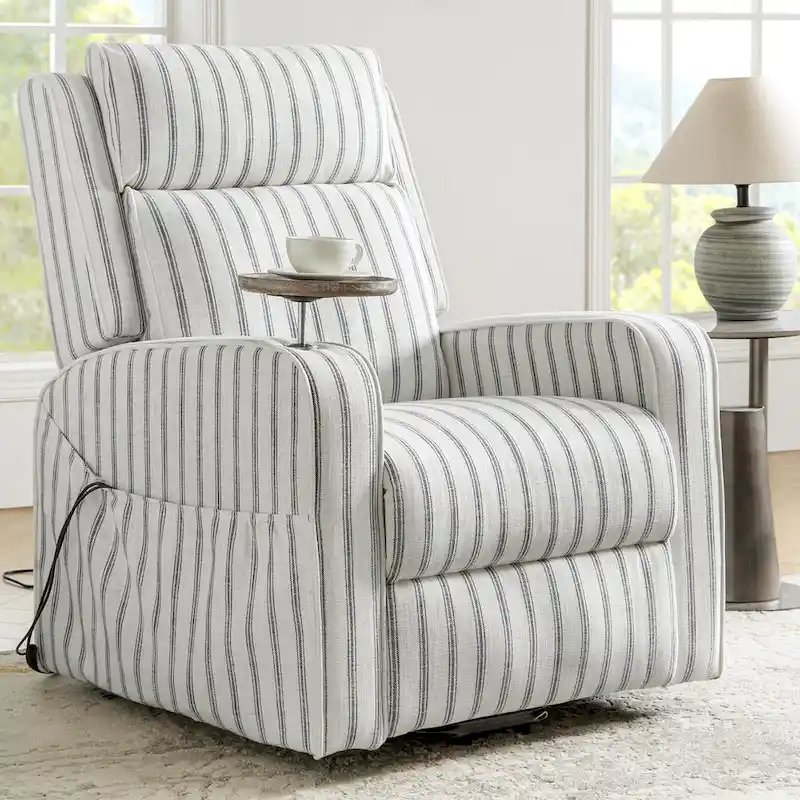 Darrell  Lift Assist Massage and Heating Power Recliner with Charing and Soild Wood Tray by