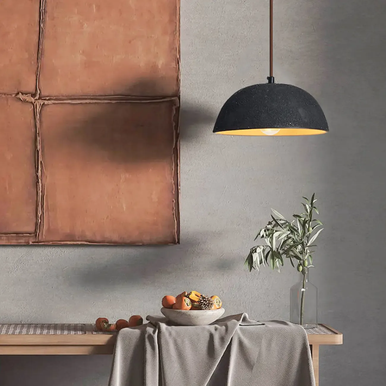 Modern Ceramic Black Bowl Kitchen Pendant Light