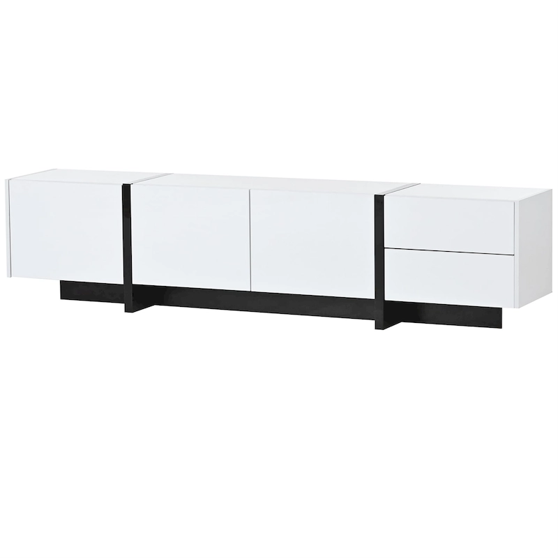 Modern Rectangle TV Stand for TVs Up to 80 with High Gloss UV Surface